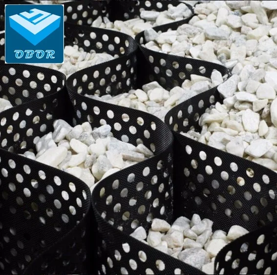 HDPE plastic smooth textured perforated geocell honeycomb gravel grids for road ground driveway paver manufacturer direct supply