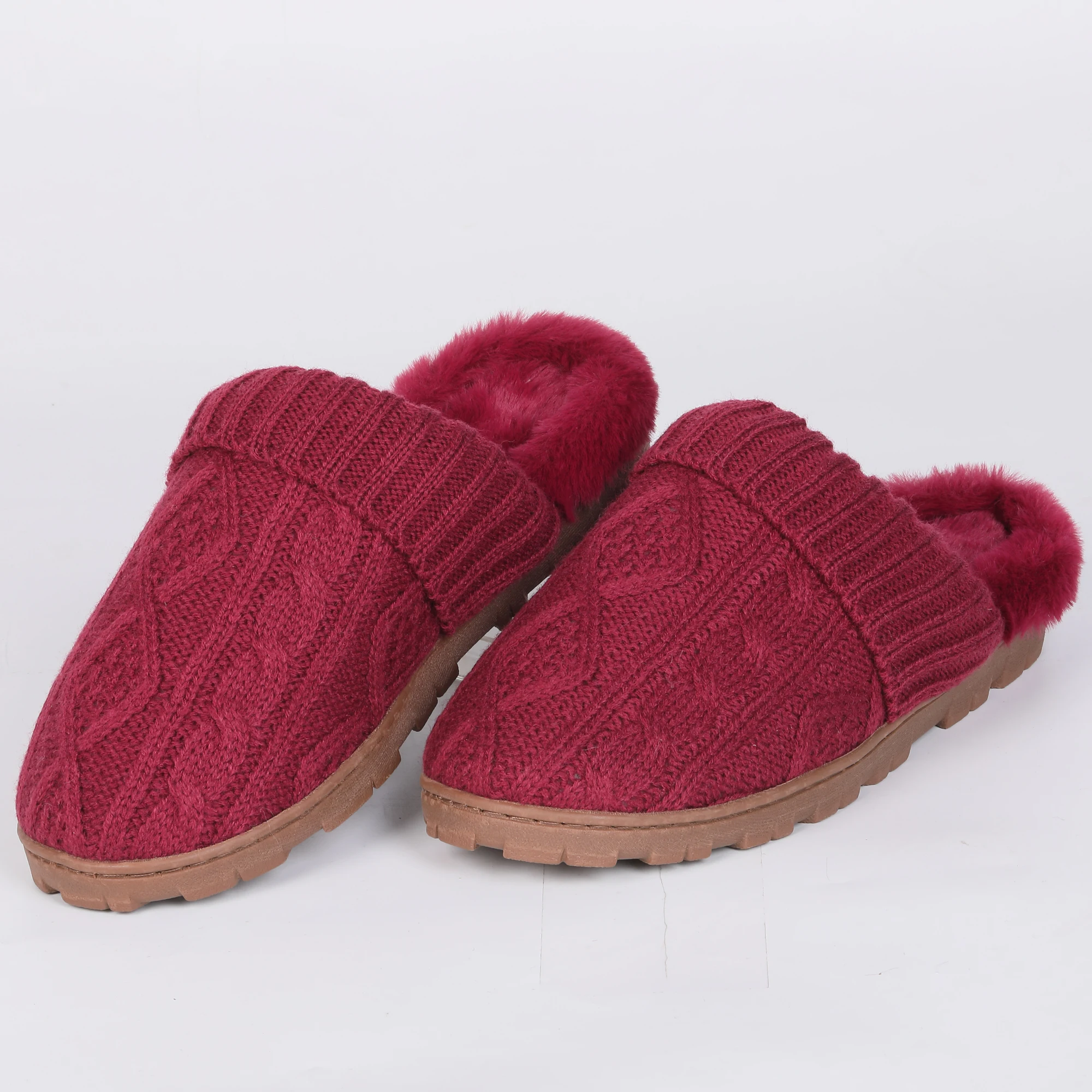 wholesale unisex fuzzy knit upper indoor slippers soft floor slippers for bedroom