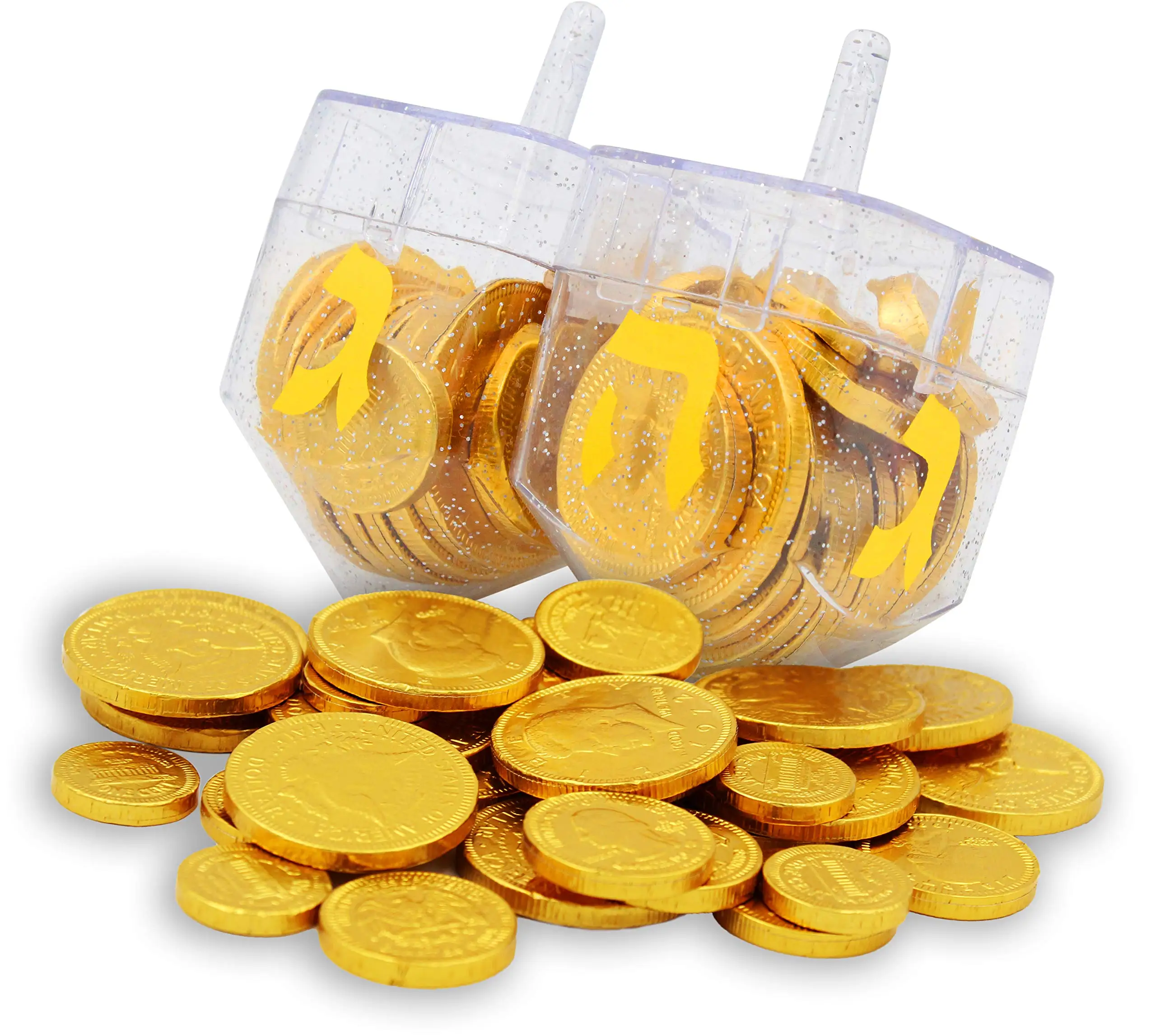 Hanukkah Fillable Dreidel Assorted Colors Can Be Filled with Hanukkah Chocolate Gelt Coins
