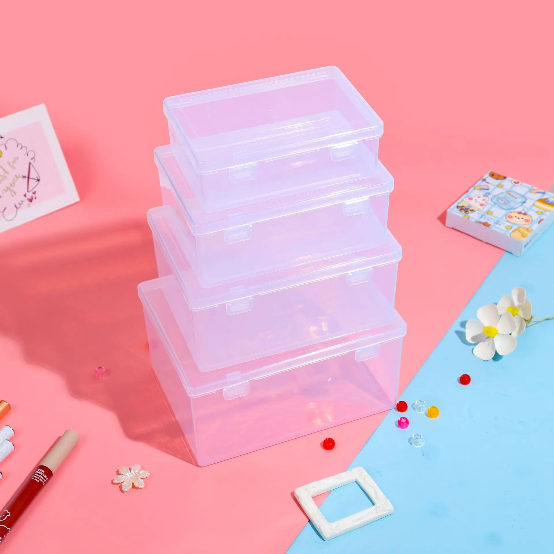 Plastic Hobby Art Craft Supply Organizer Storage Box with Snap-Tight Closure Latch Art Satchel Storage Case