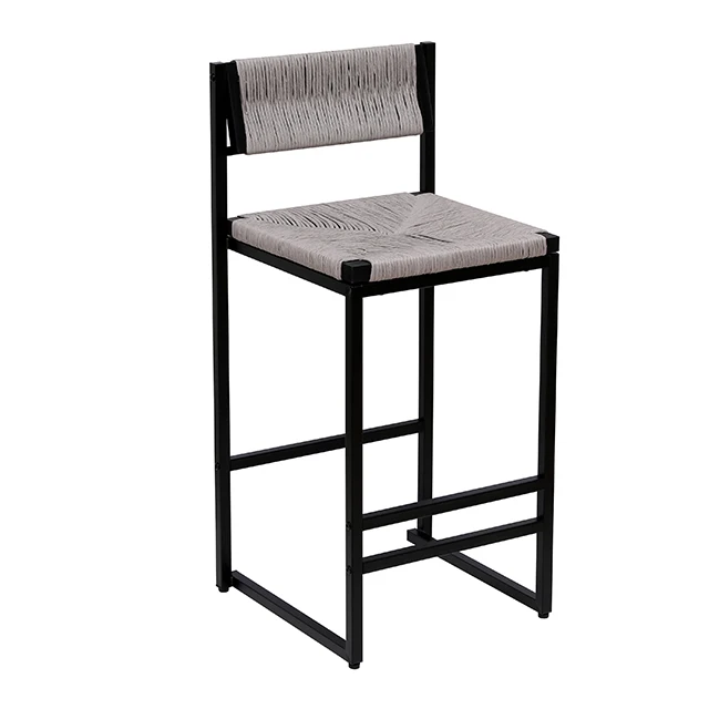 Dining Chair Black Metal Bar Stools Cushion Seat and Backrest, Stool Bar Pub cafe Kitchen Bar Counter Stool with Footrest