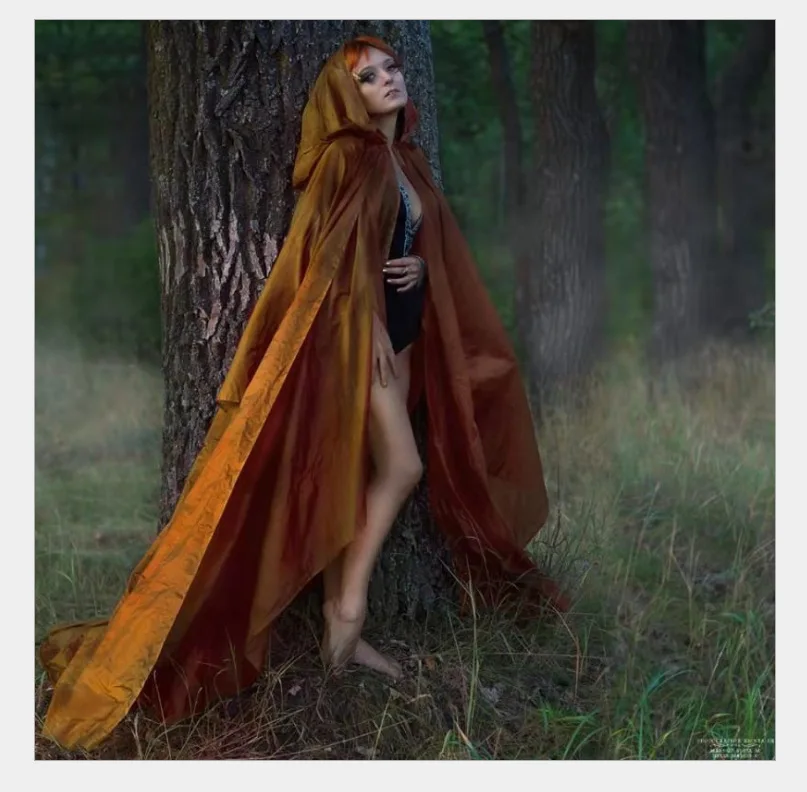 2022 new hooded cloak manufacturers on behalf of drama stage Halloween thin cloak catwalk matching Hanfu hooded
