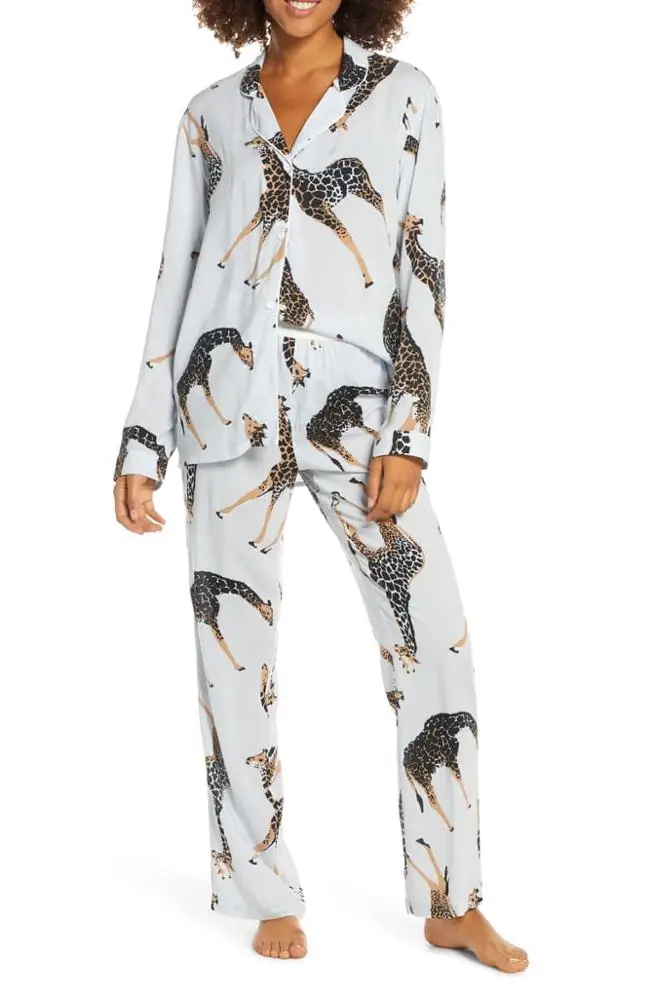 Custom Made Printed Pajamas Women Cotton With Piping Private Label Pajamas Cotton Soft Sleepwear Women