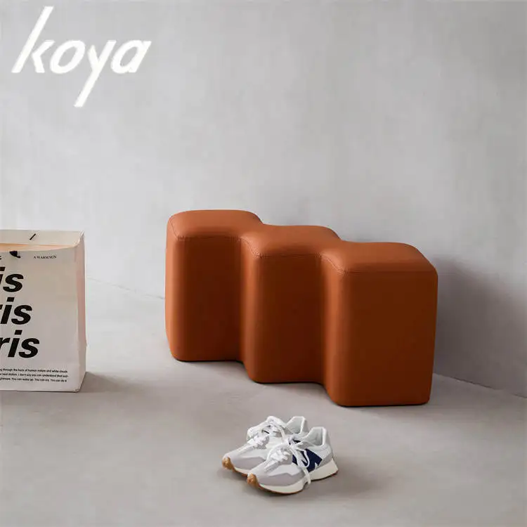 Lamb Velvet Ottoman Bench Living Room Household Shoe Changing Stool Simple Bed End Stools Household Small Sitting Stool