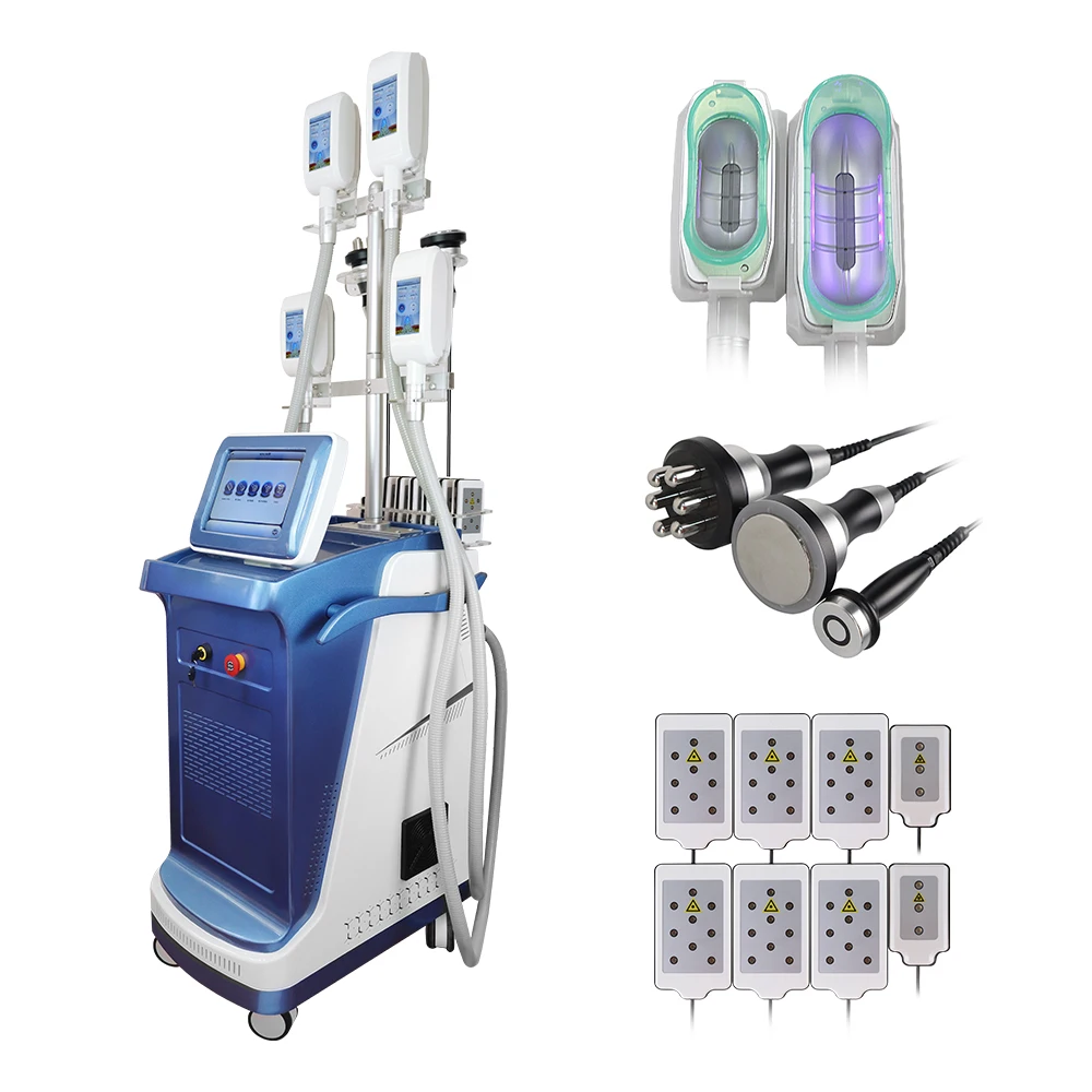 Portable 360 Vacuum Cryolipolysis Machine with RF Handle Multi-Function Body Slimming Device Face Arm Fat Freezing Cavitation