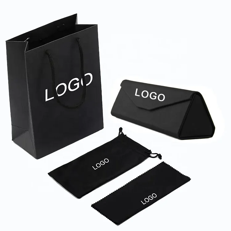 Luxury Sunglasses Folding Case Box Black Glasses Pouches Cloth Eyewear Package Sunglasses Drawer Box Set