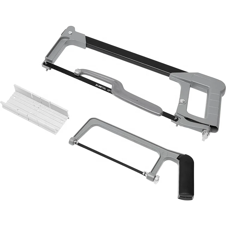 3pcs Aluminum Hacksaw Set with Bimetal Hacksaw Blade-24 TPI (6-inch, 8-inch and 12-inch) Sharp Hacksaw Cutting Machine DIY 24