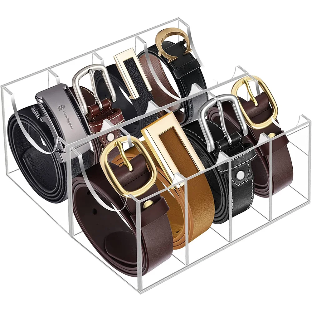 Acrylic Belt Holder Display For Closet Drawer 7 Pcs Clear Acrylic Belt Organizer