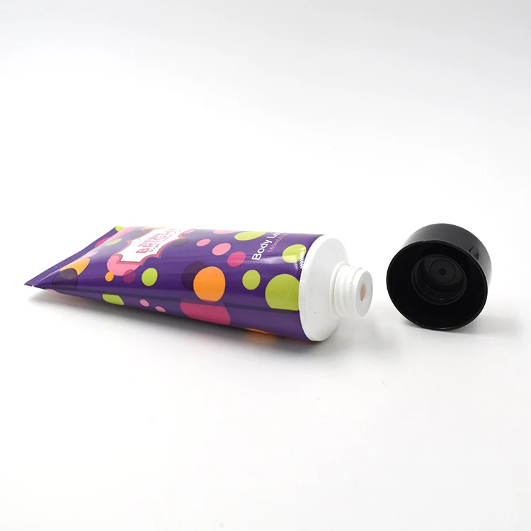 wholesale pet plastic tube with black cap purple plastic tube 30g 50g 100g for body lotion