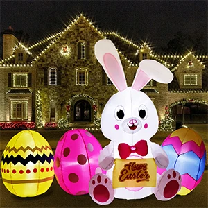 Factory Customization Inflatable Easter Bunny With Colorful Eggs Decorations Outdoor Lawn Inflatable Easter Decorations