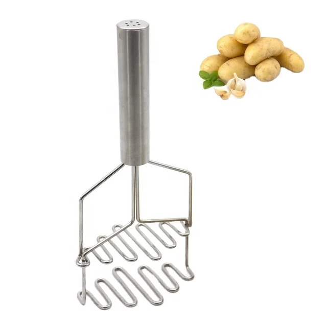 Food Grade Stainless Steel Double Layer Dual Action Wire Potato Masher Ricer Press with S.S. Handle Dishwasher Safe