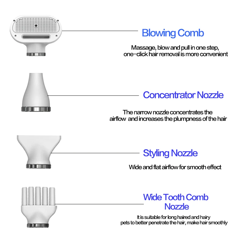 Pet Palmtop Grooming Hair Comb Manufacturer 5 in 1 Electrical Pet Hair Dryers for Cats and Dogs