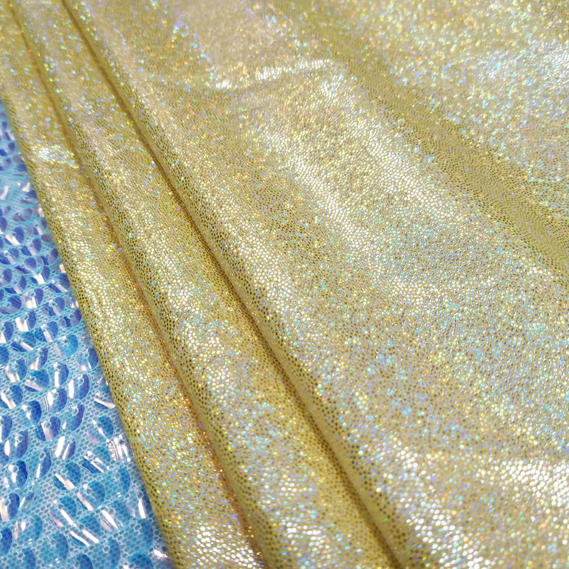 HOT sale solid colors metallic laser polyester spandex dot hologram holographic  fabric