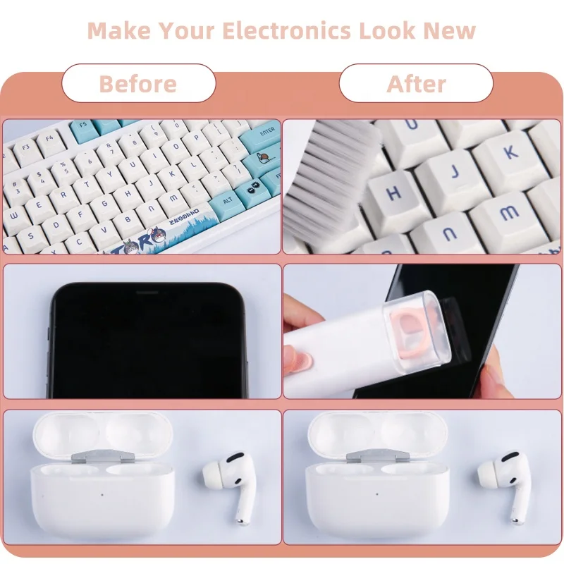 USLION 7 in 1 Multi-functional Laptop Keyboard Brush Earphones Cleaning Pen Portable Keycap Puller Cleaning Tools Cleaner Kit
