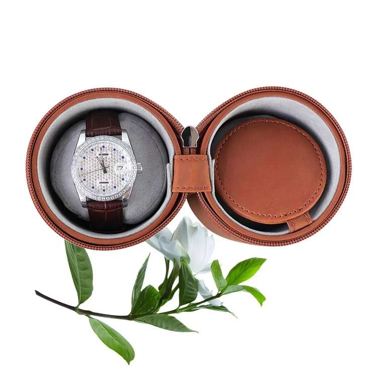 ISO9001 OEM custom luxury leather travel watch case with sponge watch packing box factory zipper leather rolling watch case
