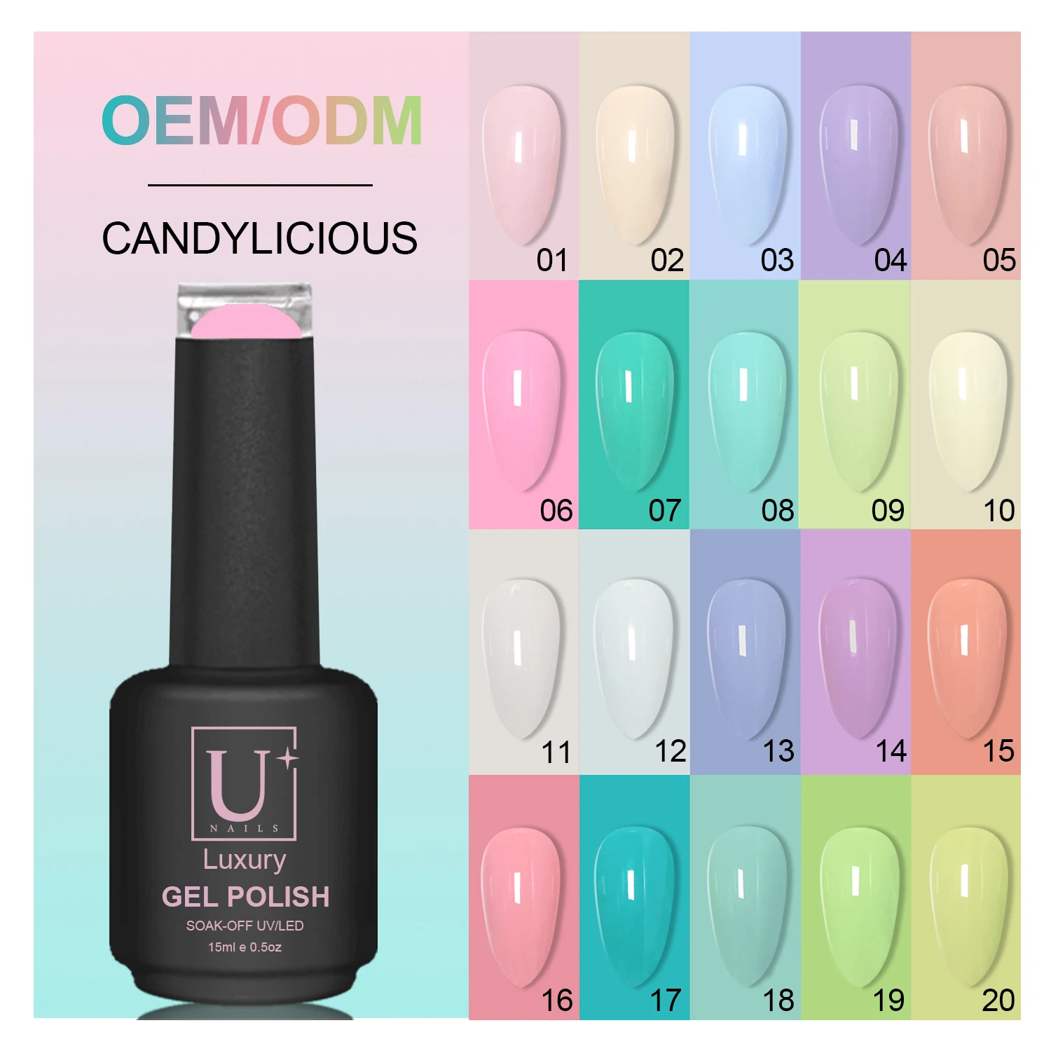 OEM Custom logo Gel Polish 7.3/12/15 ml Bottle Jelly/Cat Eye Color Primer Nails Long Lasting Top Coat Uv Nail