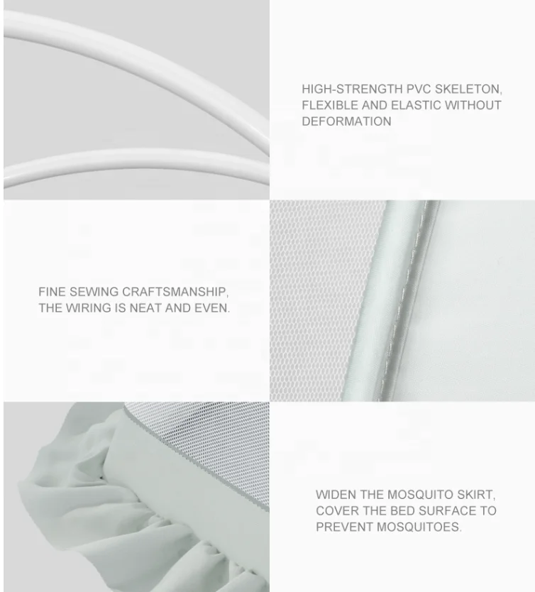 OvO Princess Foldable Sleep Mosquito Nets New Born Baby Cradle Frame Kids Breathable Mesh Canopy for Kids Bedding