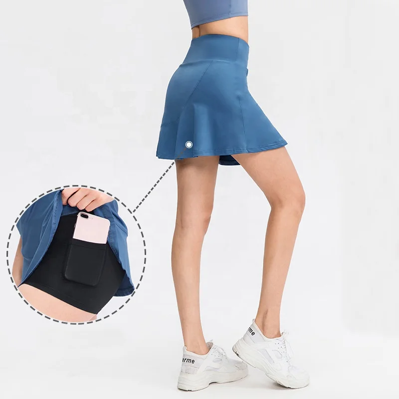 Custom Women 2 in 1 Tennis Skirt With Phone Pocket Workout Skirts Gym Fitness Running Yoga Golf Pleated High Waist Tennis Skirts