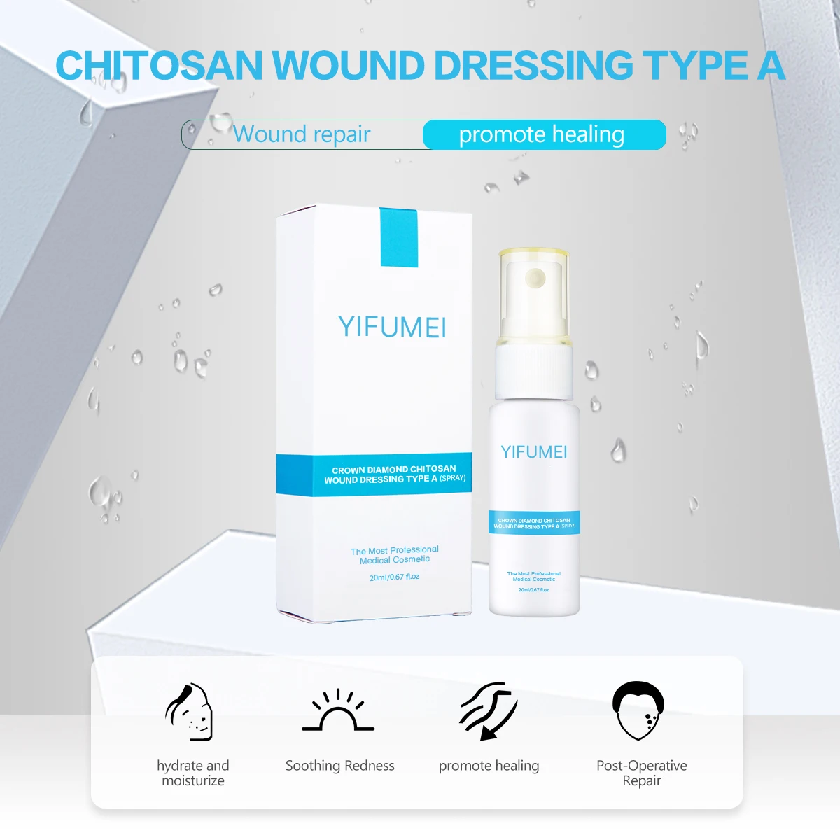 2024 Professional Medical Post-laser Wound Repair Healing Cream Wound Care Spray Chitosan Wound therapy Dressing Spray