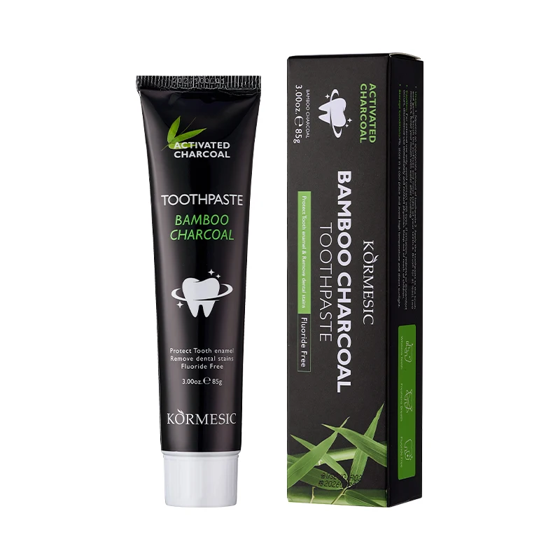 OEM Private label KORMESIC Eco Friendly Natural Activated Bamboo Charcoal Teeth Whitening Mint Flavored Toothpaste