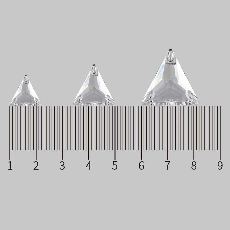 Handmade Acrylic Diamond Triangle Table Sequins Three-Hole Wedding Dress Headscarf Nail Beads  Rhinestones Sew-On Glass
