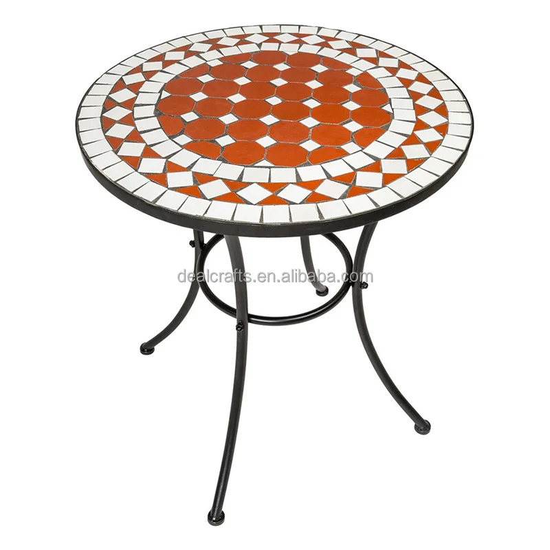 Mosaic garden table with 2 chairs outdoor furniture set decor terracotta pottery
