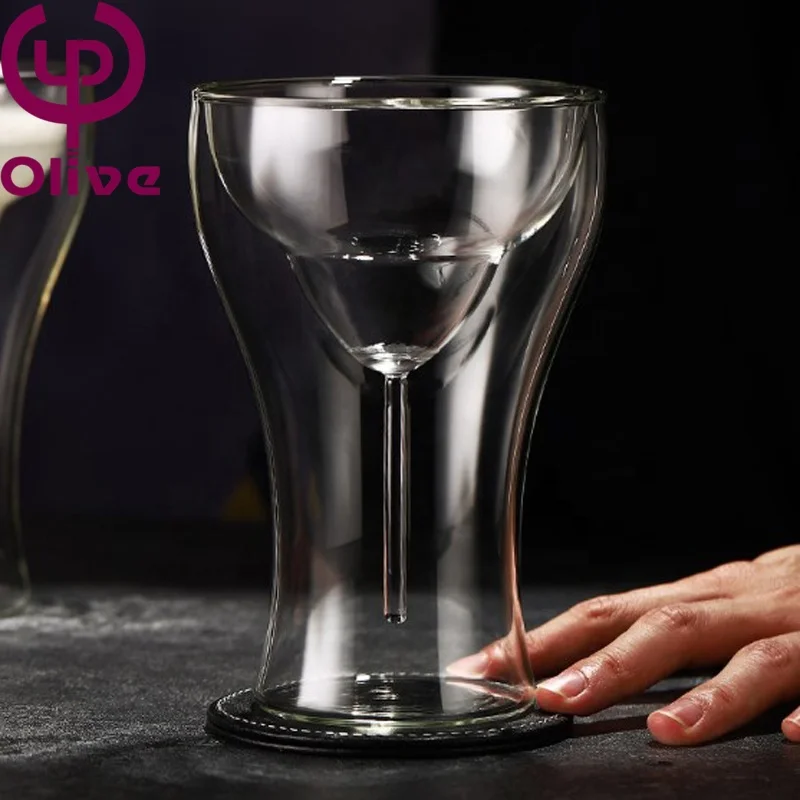 Gift New creative tall tumbler waist high borosilicate double wall cocktail margarita glass