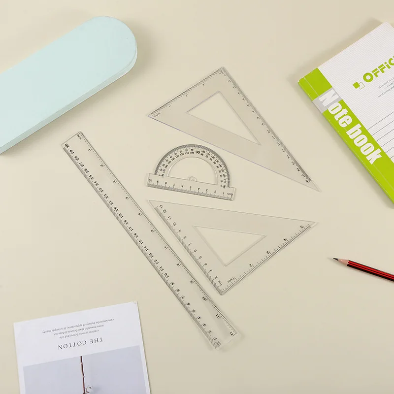 Stationery Set Student Drawing Stationery Plastic Ruler Triangular Protractor 30CM Set Ruler Learning Combination Ruler
