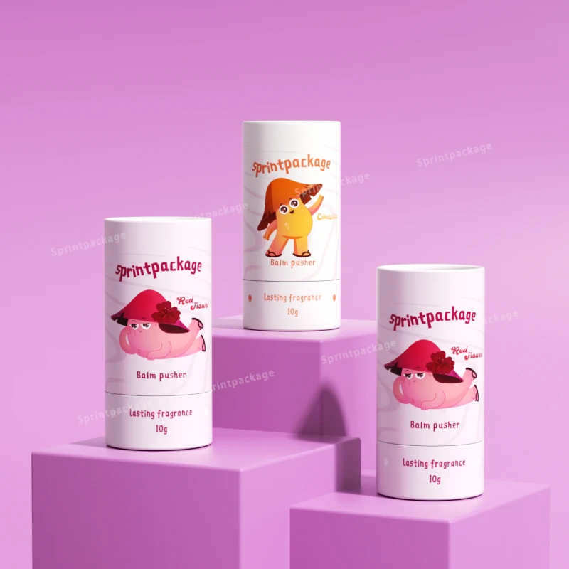 Eco-friendly Small Cylinder Cosmetic Gift Paper Tube Cardboard Push Up Lip Balm Deodorant Hair Wax Stick Packaging Tube