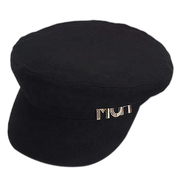 Fashion lady beret sheer militaire shining us army black cotton beret hat men military beret