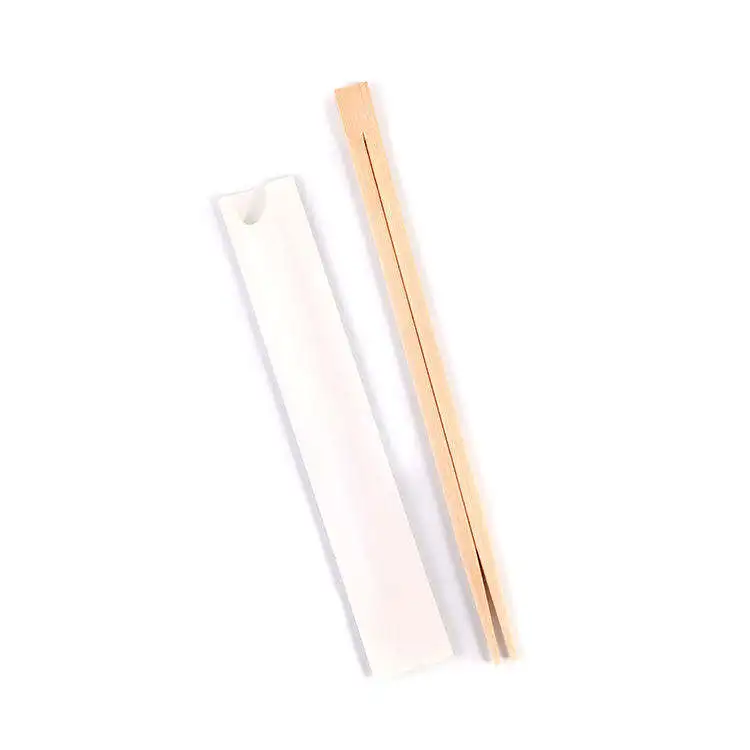 Custom Logo Disposable Personalized Sushi Paper Cover Wooden Bamboo Chopsticks