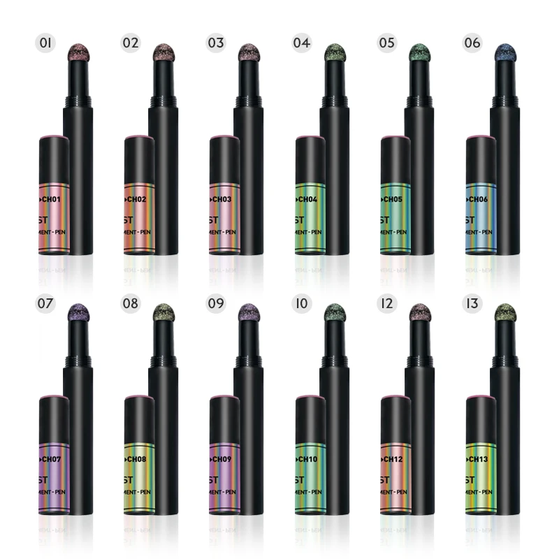 Private Label Aurora Mermaid Metallic Nail Bulk Pigment Powder Dust Colors Chrome Pens