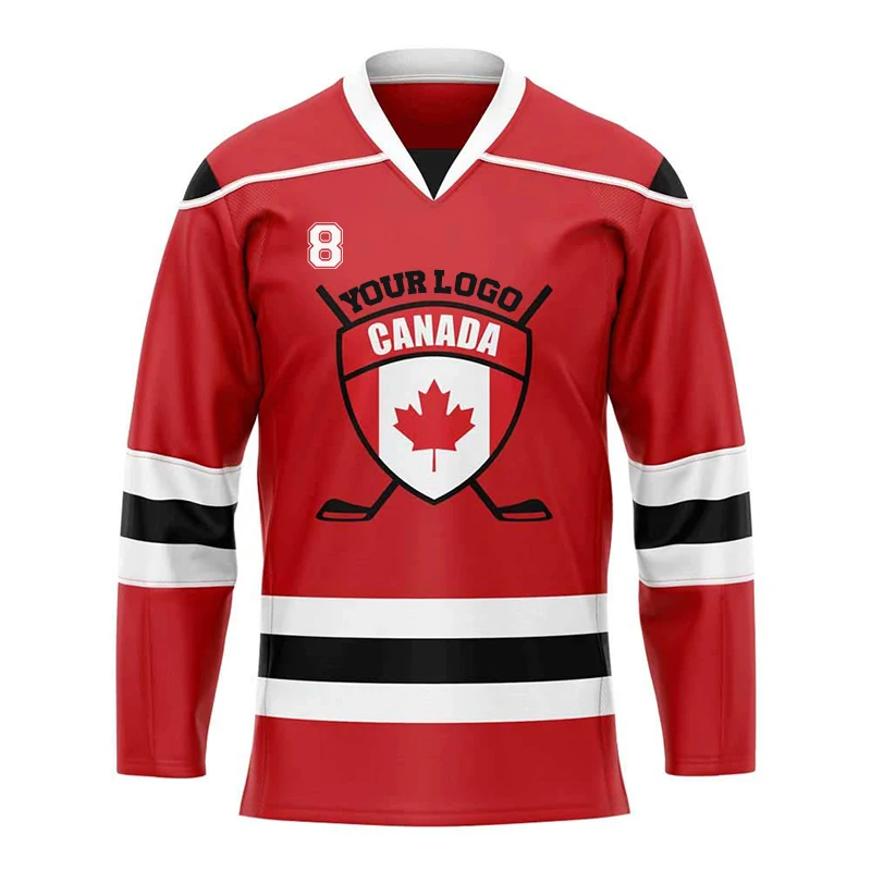 OEM Sports gym ice hockey t shirt long sleeve ice hockey jersey sublimated training ice hockey jersey custom team with logo