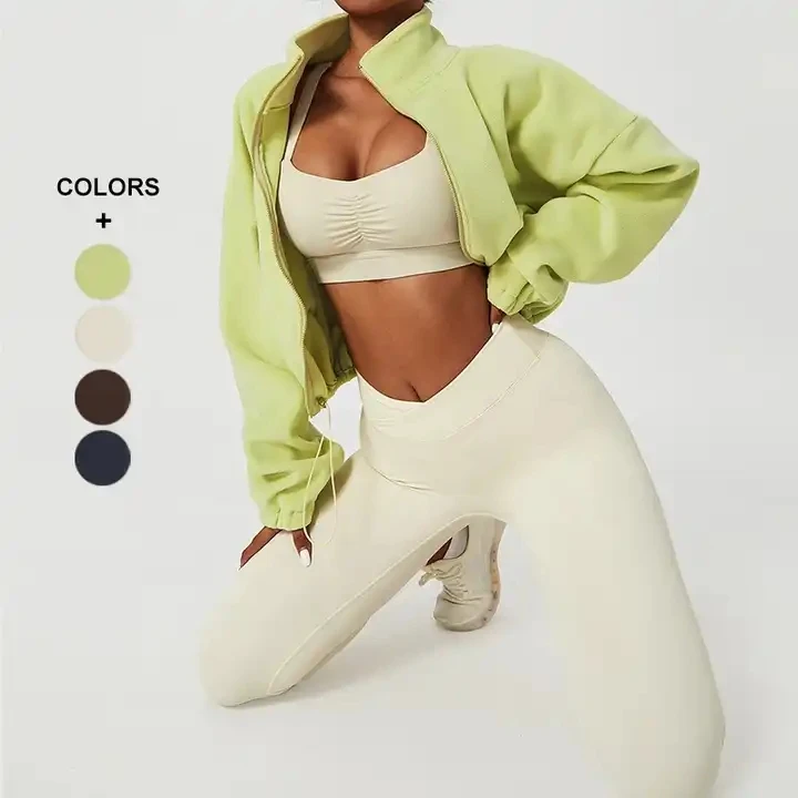 Custom LOGO lamb cashmere sport coat women autumn stand collar loose cashmere warm leisure coat of Austrian cashmere