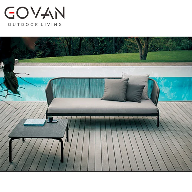 Садовая мебель Новое поступление современный стиль уличный трехместный диван из нержавеющей стали для внутреннего дворика и отеля