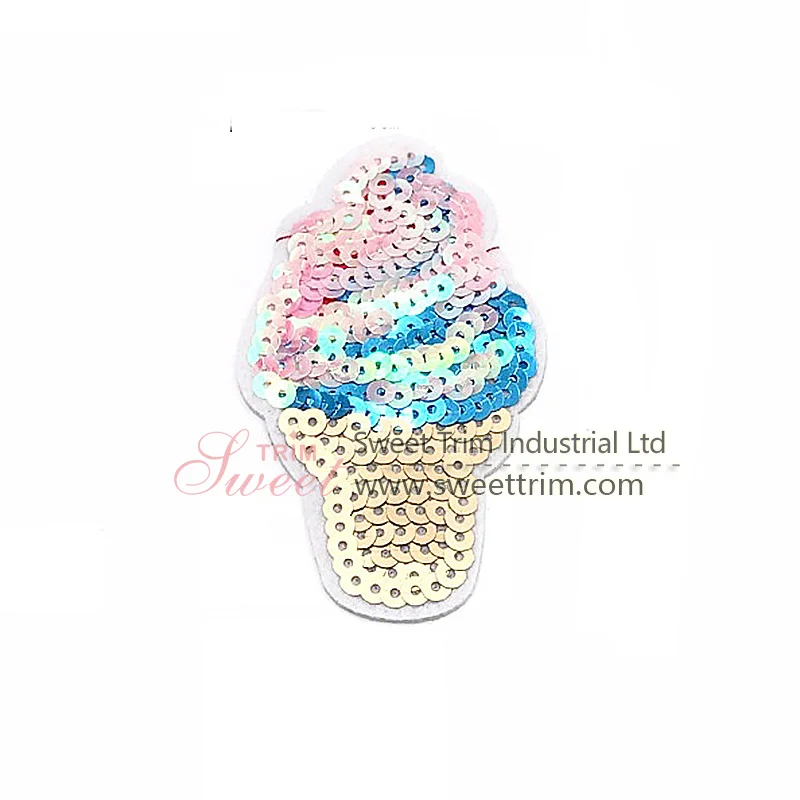 Factory directly sequin embroidery patch with custom design