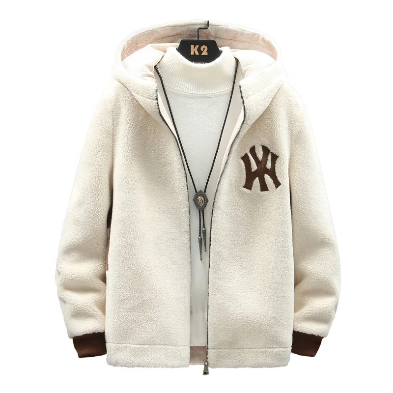 Hot Lamb Wool Jacket Winter Cold-proof Fleece Hooded Coats Men Jackets Korean Style  Custom Brand New Trend Thick Jacket