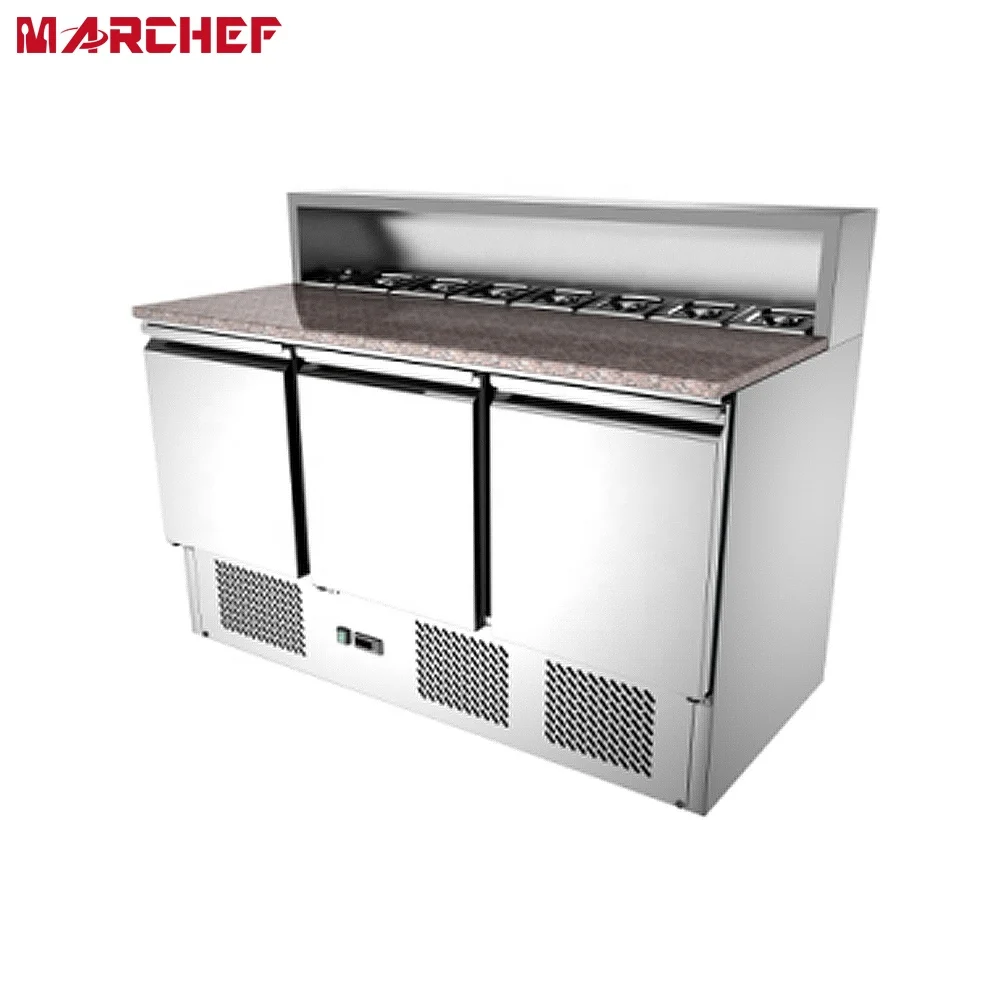 CE commercial Stainless Steel Pizza Prep Table display refrigerator luxury pizza counter