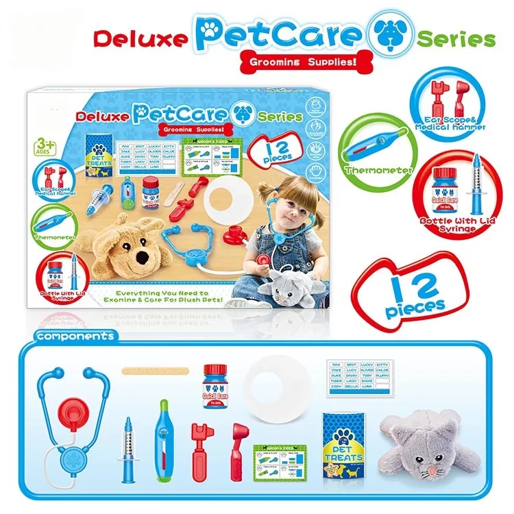 
18PCS doctor role play toy set plastic play house toy pet vet set pet doctor toy 