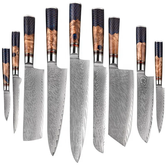 Hot professional Japan sushi sashimi knives meat carving fillet paring damascus steel kitchen chef knife Set