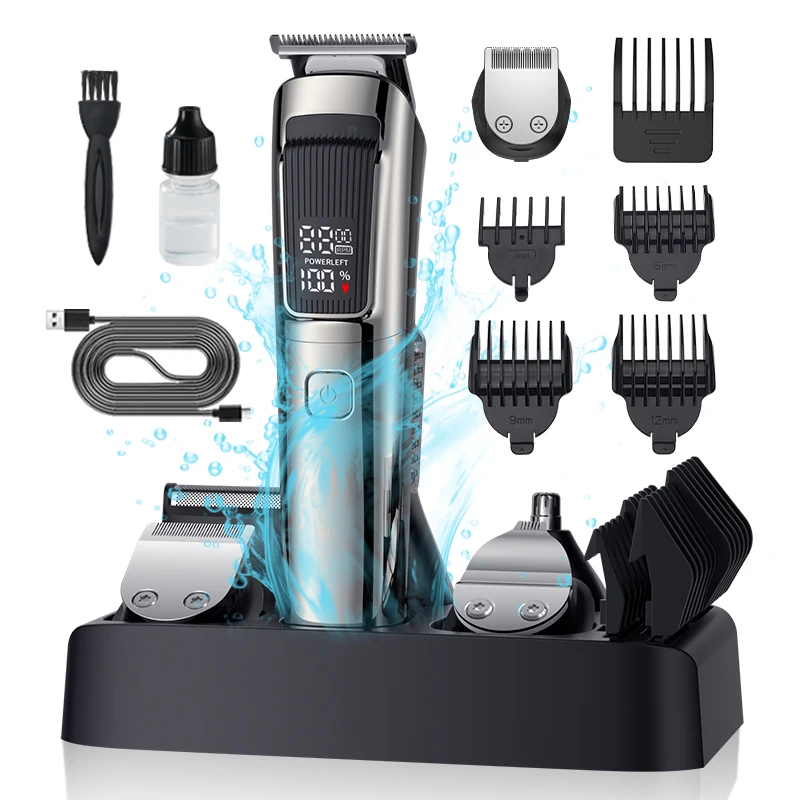 Resuxi LK-889 Professional Waterproof Hair Clipper Men Rechargeable Cordless Electric Razor 6 In 1 multifunctional hair trimmer
