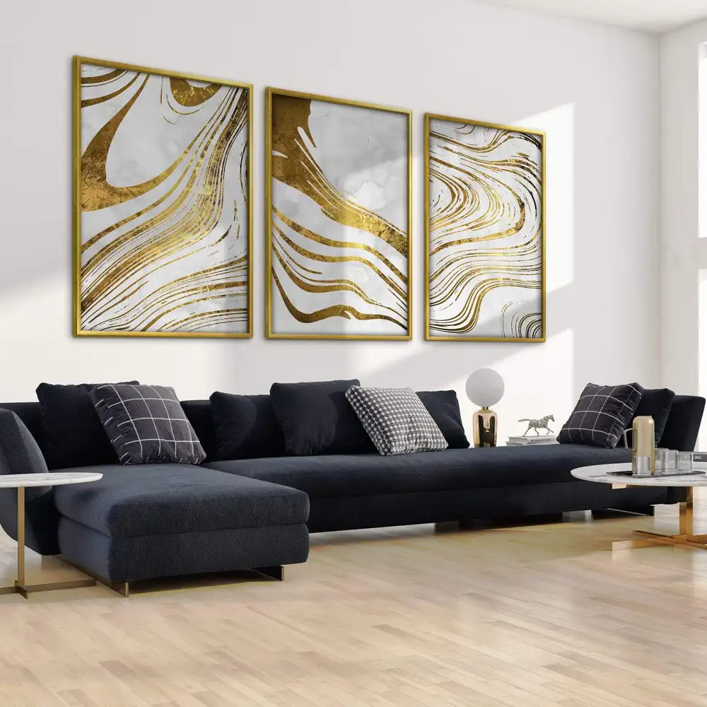 Golden Ripple Canvas Abstract  Luxury Style Wall Art Pictures And Canvas Painting For Living Room home Decoration