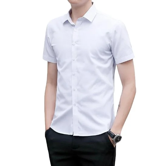 
custom logo men plus size cotton short sleeve casual solid cotton plain shirts 