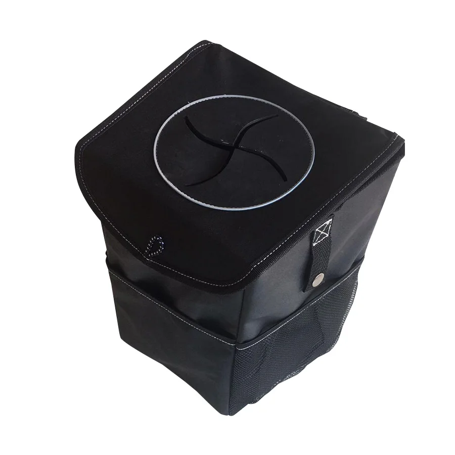 KENBO Multipurpose Car Trash Can, Leakproof Garbage Can with Lid, Collapsible Vehicle Organizer Storage (Black)