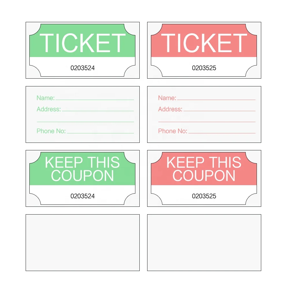 High Quality Deposit Tickets Double custom ticket roll arcade ticket roll printing for Carnival