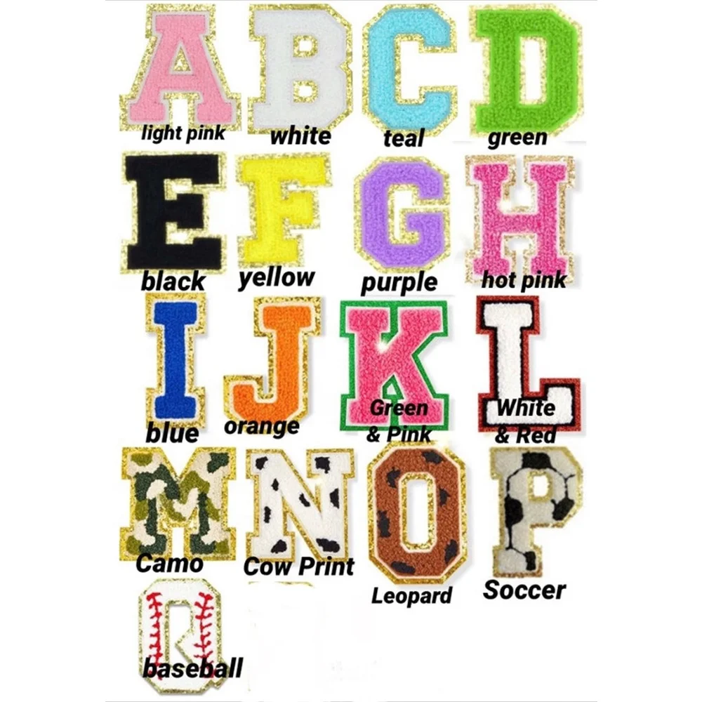 Customized Chenille Embroidered Letter Patch Iron On Patches Chenille Patches