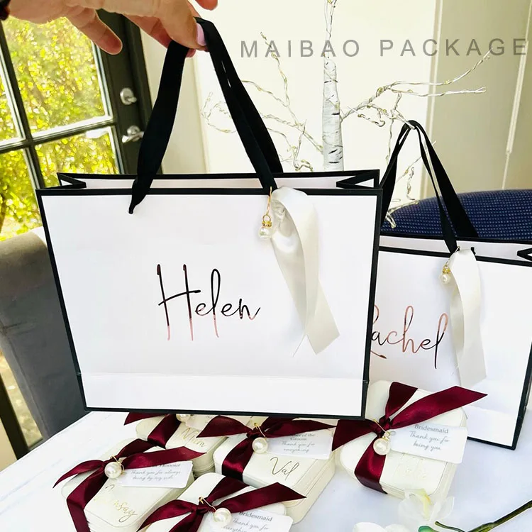 Wholesale Custom Printed Brand Logo Design Promotion Luxury Clothing Retail Gift Shopping Black Jewellery Paper Bag With Handle