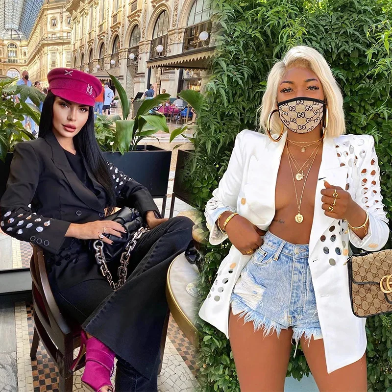 Think 2021 New Office Work Fall Clothes Hollow out Plus Size Cardigan Ladies Women Blazer De Mujer Chaqueta Woman Blazer Jacket