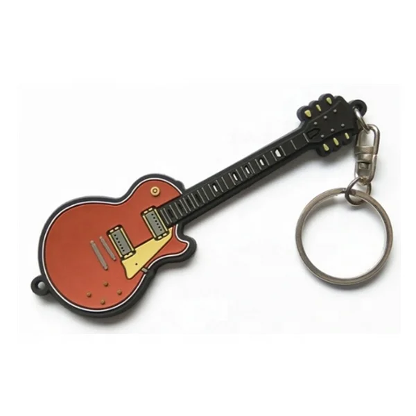 Guangzhou custom rubber  guitar shaped key chain