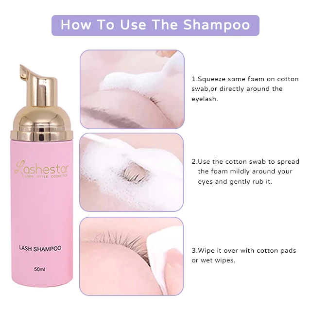 hot sale custom rose smell organic natural shampoo with own label for cleanser foam eyelash extensions